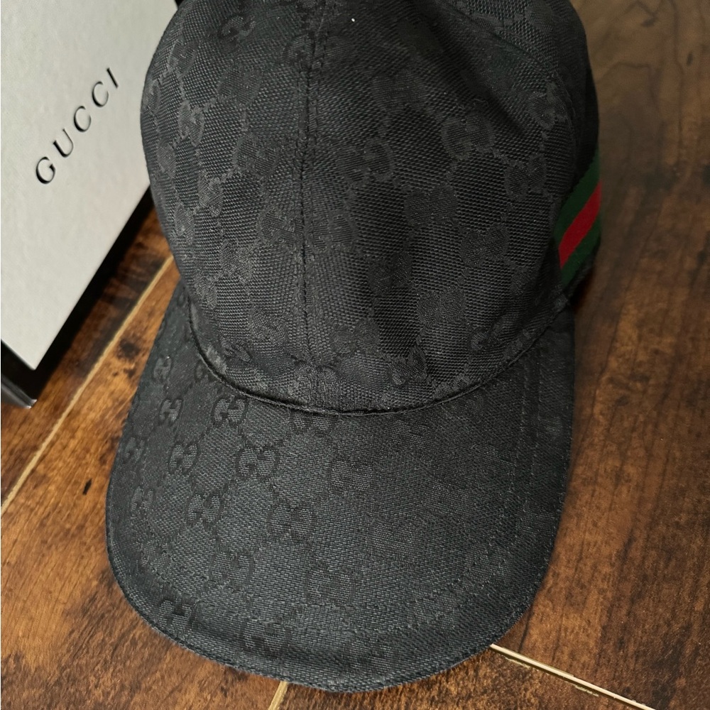 Gucci Black Monogram Baseball Cap